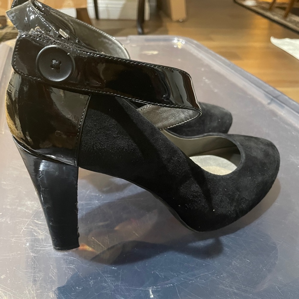 Faux suede heel